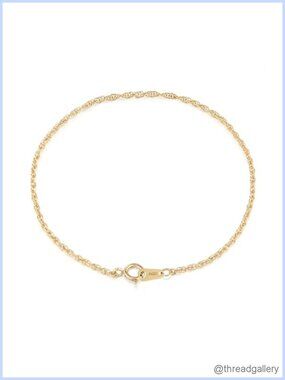 14K Gold Rope Link Chain Bracelet 1.8mm Minimalist Layering